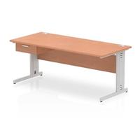 Impulse 1800x800 Desk Beech/Silver Cable Managed Leg 1 Dr Fixed Ped