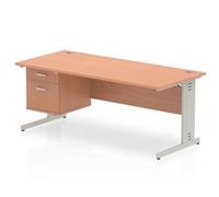 Impulse Bench 1800 X 800mm Straight Office Desk Beech Top Silver Cable Managed L