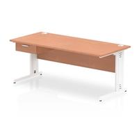 Impulse 1800x800 Desk Beech/White Cable Managed Leg 1 Dr Fixed Ped
