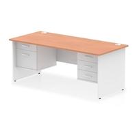 Impulse 1800x800 Desk Beech/White Panel End 2+3 Drawer Fixed Ped