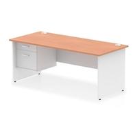 Impulse Bench 1800 X 800mm Straight Desk Beech Top White Panel End Leg with 1 X