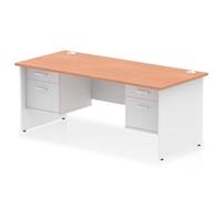Impulse 1800x800 Desk Beech/White Panel End with 2x2 Drawer Fixed Ped