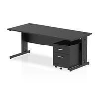 Impulse 1800x800 Desk Black/Black Cable Managed 2 Drawer Mobile Ped