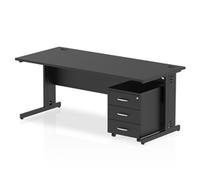 Impulse 1800x800 Desk Black/Black Cable Managed 3 Drawer Mobile Ped