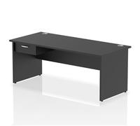 Impulse 1800x800 Desk Black Top Panel End 1x1 Drawer Fixed Ped