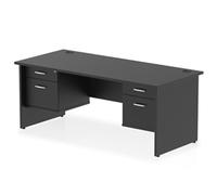 Impulse 1800x800 Desk Black Top Panel End 2x2 Drawer Fixed Ped