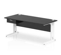 Impulse 1800x800 Desk Black/White Cable Managed Leg 1 Dr Fixed Ped