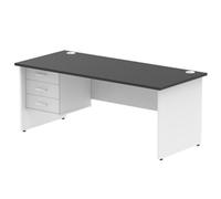 Impulse 1800x800 Desk Black/White Panel End Leg 1x3 Drawer Fixed Ped