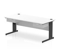 Impulse 1800x800 Desk Cable Managed White/Black 2x1 Drawer Fixed Peds