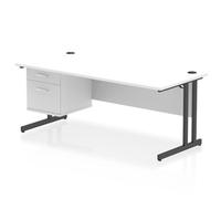 Impulse 1800x800 Desk Cantilever Leg White/Black 1x2 Drawer Fixed Ped