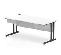 Impulse 1800x800 Desk Cantilever Leg White/Black 2x1 Drawer Fixed Ped