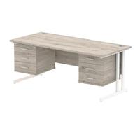 Impulse 1800x800 Desk Grey Oak Cantilever 2x3 Drawer Fixed Pedestal