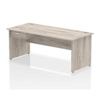 Impulse 1800x800 Desk Grey Oak Top Panel End 1x1 Drawer Fixed Ped