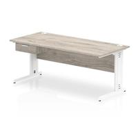 Impulse 1800x800 Desk Grey Oak/White Cable Managed Leg 1 Dr Fixed Ped
