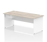 Impulse 1800x800 Desk Grey Oak/White Panel End 1x1 Drawer Fixed Ped