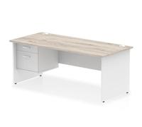 Impulse Bench 1800 X 800mm Straight Desk Grey Oak Top White Panel End Leg with 1