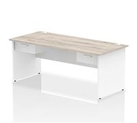 Impulse 1800x800 Desk Grey Oak/White Panel End 2x1 Drawer Fixed Ped