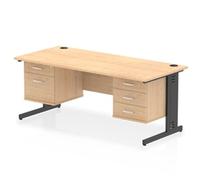 Impulse 1800x800 Desk Maple/Black Cable Managed 2 & 3 Drawer Fixed Ped