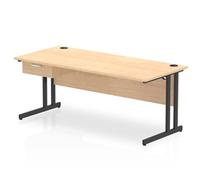 Impulse 1800x800 Desk Maple/Black Cantilever Leg 1x1 Drawer Fixed Ped