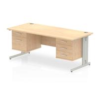 Impulse 1800x800 Desk Maple Silver Cable Managed + 2 Pedestal Bundle