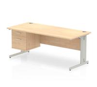 Impulse 1800x800 Desk Maple Silver Cable Managed Leg + Fixed Pedestal