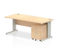 Impulse 1800x800 Desk Maple Top Silver Cable Managed Leg+ Mobile Ped