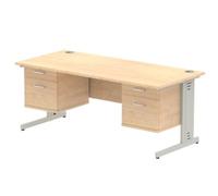 Impulse 1800x800 Desk Maple Top Silver Leg + 2 Fixed Peds