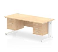 Impulse 1800x800 Desk Maple White Cable Managed + 2 Pedestal Bundle