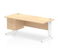 Impulse 1800x800 Desk Maple White Cable Managed Leg + Fixed Pedestal