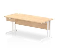 Impulse 1800x800 Desk Maple/White Cantilever Leg 1x1 Drawer Fixed Ped