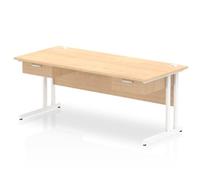 Impulse 1800x800 Desk Maple/White Cantilever Leg 2x1 Drawer Fixed Ped