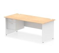 Impulse 1800 x 800mm Straight Office Desk Maple Top White Panel End Leg with 1 x 2 Drawer Fixed Pedestal