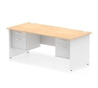 Impulse 1800x800 Desk Maple/White Panel End with 2x2 Drawer Fixed Ped