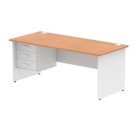 Impulse Bench 1800 X 800mm Straight Desk Oak Top White Panel End Leg with 1 X 3