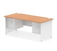 Impulse Bench 1800 X 800mm Straight Desk Oak Top White Panel End Leg with 2 x 2