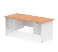 Impulse Bench 1800 X 800mm Straight Desk Oak Top White Panel End Leg with 2 x 3