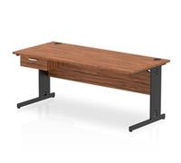 Impulse 1800 x 800mm Straight Office Desk - Walnut Top