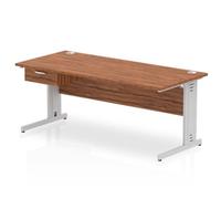 Impulse 1800x800 Desk Walnut/Silver Cable Managed Leg 1 Dr Fixed Ped