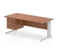 Impulse 1800x800 Desk Walnut Silver Cable Managed Leg + Fixed Pedestal