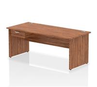 Impulse 1800x800 Desk Walnut Top Panel End 1x1 Drawer Fixed Ped