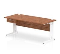 Impulse 1800x800 Desk Walnut/White Cable Managed Leg 1 Dr Fixed Ped