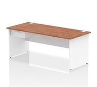 Impulse 1800x800 Desk Walnut/White Panel End 1x1 Drawer Fixed Ped