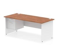 Impulse Bench 1800 X 800mm Straight Desk Walnut Top White Panel End Leg with 1 X