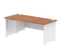 Impulse Bench 1800 X 800mm Straight Desk Walnut Top White Panel End Leg with 1 X