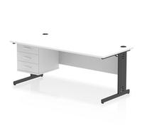Impulse 1800x800 Desk White Top Black Cable Managed Leg 3 Dr Fixed Ped