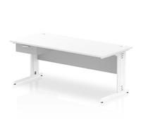 Impulse 1800x800 Desk White Top White Cable Managed Leg 1 Dr Fixed Ped