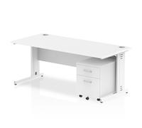 Impulse 1800x800 Desk White Top White Cable Managed Leg+ Mobile Ped