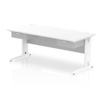 Impulse 1800x800 Desk White/White Cable Managed 2x1 Drawer Fixed Peds