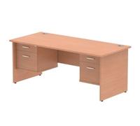 Impulse 1800x800mm Desk Beech Top Panel Leg 2x2 Drawer Fixed Pedestal