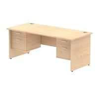 Impulse 1800x800mm Desk Maple Top Panel Leg 2x2 Drawer Fixed Pedestal
